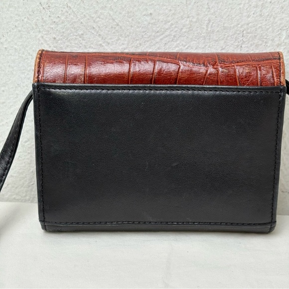 BRIGHTON Vintage ‘96 Crocodile Embossed Leather Wallet Crossbody Removable Strap - Picture 7 of 15